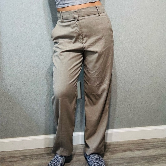 H&M Women Tan Chinos Relaxed Fit High Waist Straight Leg Size 10 Wide Waist Band - Picture 1 of 15